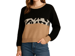 Animal Print Pullover Sweater Oversized Woman’s Size Medium